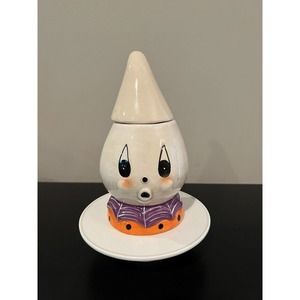 Bethany Lowe/ Johanna Parker Ceramic Ghost Candy Jar Canister Halloween 2021
